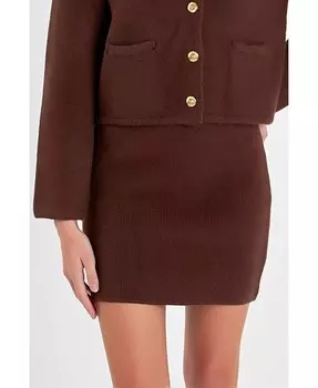 Женская трикотажная мини-юбка English Factory, коричневый