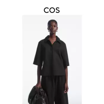 Женская трикотажная рубашка Cos с острым воротником, черный