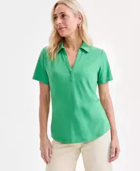 Женская трикотажная рубашка-поло с коротким рукавом Style & Co, зеленый