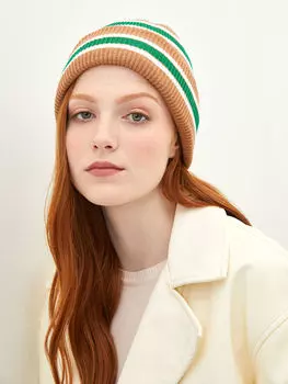 Женская трикотажная шапка в стиле колор-блок LCW Accessories