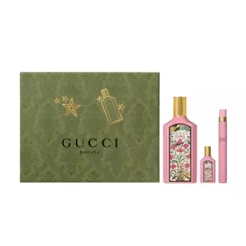 Женская туалетная вода Gucci Flora Gorgeous Gardenia Eau de Parfum Set de regalo navideo para mujer Gucci, EDP 100 ml + 2 Minis