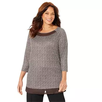 Женская туника-эластичная туника больших размеровCatherines Duet, цвет Coffee Bean Texture
