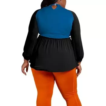 Женская туника больших размеров Poetic Justice с воротником-фонариком и рукавами-фонариками, двухцветный топ с баской Poetic Justice