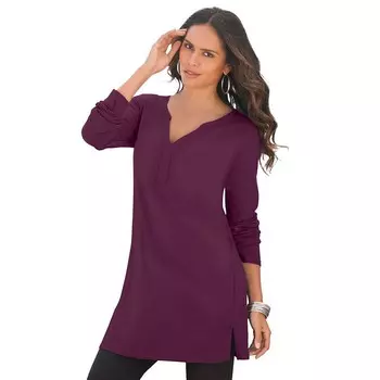Женская туника больших размеров с Y-образным вырезом Roaman's Ultimate Ultimate, цвет Dark Berry