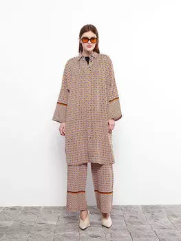 Женская туника большого размера с длинным рукавом и воротником-стойкой LCW Modest