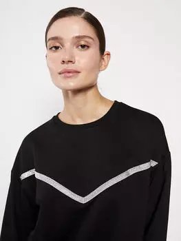 Женская туника большого размера с круглым вырезом и принтом в серебристую полоску с длинным рукавом LCWAIKIKI Classic