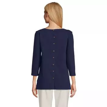 Женская туника из джерси Lands End Heritage с коротким вырезом и пуговицами на спине Lands' End