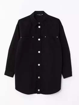 Женская туника из габардина с прямым воротником и длинными рукавами LCW Modest