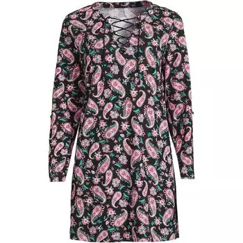 Женская туника из хлопкового джерси с v-образным вырезом, накидка для плавания, платье-рубашка Lands' End