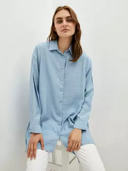 Женская туника из смесовой ткани из модала с прямым воротником и длинным рукавом LCWAIKIKI Classic