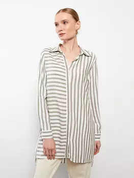 Женская туника из вискозы с длинным рукавом в полоску с воротником-стойкой LCWAIKIKI Classic