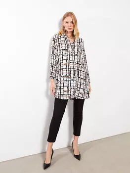 Женская туника из вискозы с длинным рукавом и воротником-стойкой LCWAIKIKI Classic