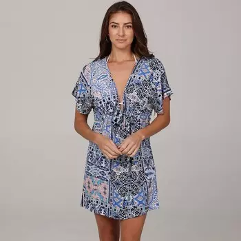 Женская туника-кафтан с глубоким вырезом и глубоким вырезом для плавания J. Valdi, цвет Blue Taupe