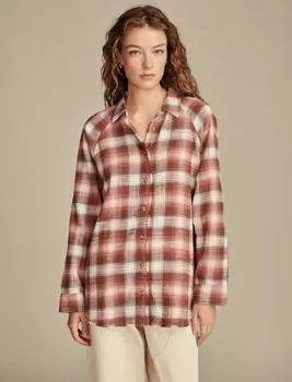 Женская туника Lucky Brand, клетчатая рубашка, цвет dark natural