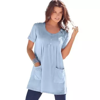 Женская туника мягкого трикотажа с двумя карманами больших размеров Roaman Roaman's, цвет Pale Blue