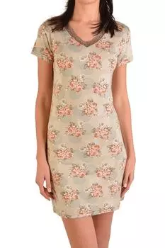 Женская туника, ночная рубашка с коротким рукавом, лайкра, зеленая Nicoletta, разноцветный