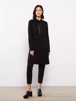 Женская туника прямого кроя с длинным рукавом и воротником-стойкой LCWAIKIKI Classic