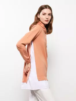 Женская туника прямого кроя с длинным рукавом и воротником-стойкой LCWAIKIKI Classic