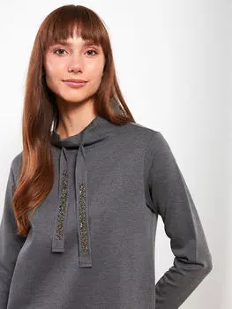 Женская туника прямого кроя с длинным рукавом и воротником-стойкой LCWAIKIKI Classic