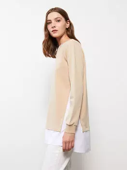 Женская туника прямого кроя с круглым вырезом и длинными рукавами LCWAIKIKI Classic