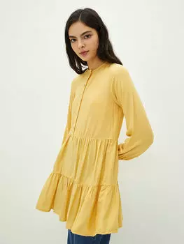 Женская туника прямого кроя с круглым вырезом и длинными рукавами LCW Modest