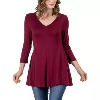 Женская туника-пуловер с V-образным вырезом 24seven Comfort Apparel, цвет wine