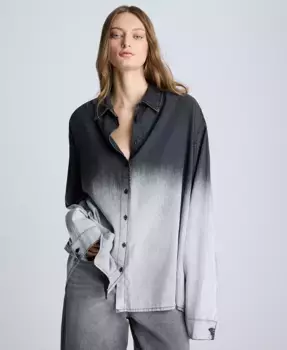 Женская туника-рубашка из шамбре с эффектом омбре Kenneth Cole, черный