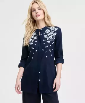 Женская туника с цветочным принтом и объемными рукавами Tommy Hilfiger, синий