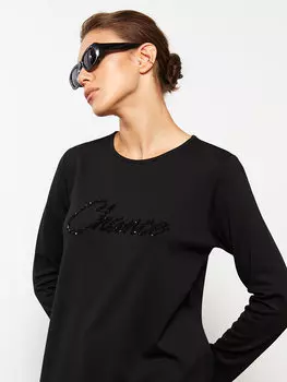 Женская туника с длинным рукавом с круглым вырезом и пайетками LCWAIKIKI Classic