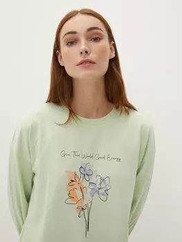 Женская туника с длинным рукавом с круглым вырезом и принтом LCWAIKIKI Classic