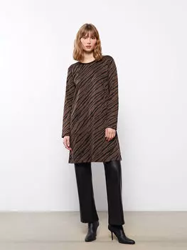 Женская туника с длинным рукавом с круглым вырезом и принтом LCWAIKIKI Classic