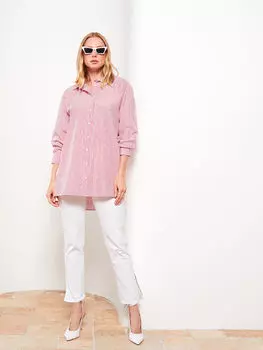 Женская туника с длинным рукавом в полоску с воротником-стойкой LCWAIKIKI Classic