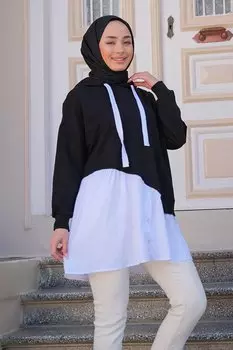 Женская туника с капюшоном черная Locco