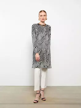 Женская туника с круглым вырезом и длинными рукавами LCWAIKIKI Classic