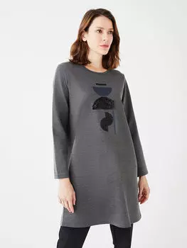 Женская туника с круглым вырезом и длинными рукавами с вышивкой LCWAIKIKI Classic