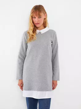 Женская туника с прямым воротником и длинными рукавами LCWAIKIKI Classic