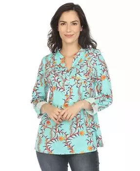 Женская туника с узором пейсли и пуговицами спереди White Mark, зеленый
