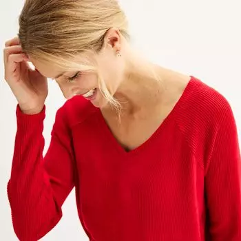 Женская туника Sonoma Goods For Life из супермягкой ткани с v-образным вырезом в рубчик Sonoma Goods For Life