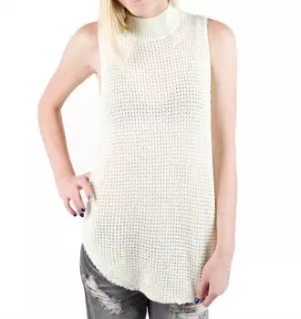 Женская туника-свитер Bittersweet из толстой шерсти с воротником-стойкой белого цвета MINKPINK