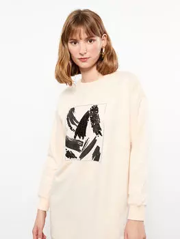 Женская туника свободного кроя с круглым вырезом и длинными рукавами с вышивкой LCWAIKIKI Classic