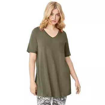 Женская туника трапециевидного силуэта с v-образным вырезом Ellos больших размеров, цвет Burnt Olive