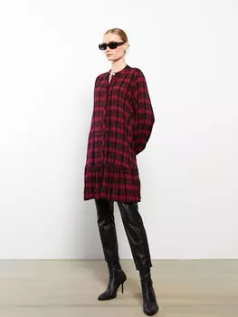 Женская туника в клетку с длинным рукавом и воротником судьи LCWAIKIKI Classic