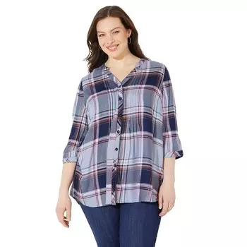 Женская туника в клетку с защипами и защипами, женская непринужденная туника больших размеров для миниатюрных размеров Catherines, цвет Dark Mauve