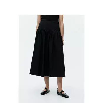 Женская юбка Arket А-силуэта из чистого хлопка, черный