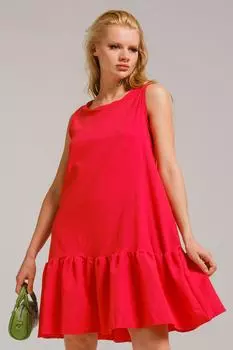 Женская юбка без рукавов цвета граната с оборками armonika, красный