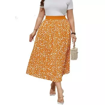 Женская юбка больших размеров с эластичной резинкой на талии Юбки в стиле бохо Юбки миди больших размеров для пышных женщин Kojooin, желтый