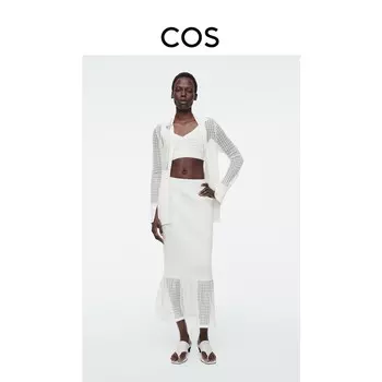 Женская юбка Cos в рубчик с полой строчкой, белый