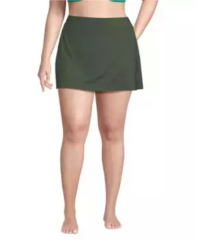 Женская юбка для купания с эффектом коррекции живота Lands' End, зеленый