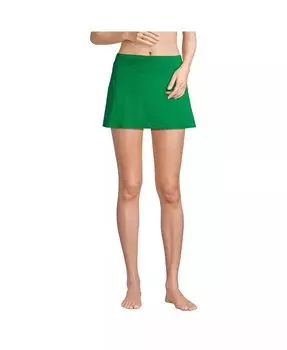 Женская юбка для плавания с контролем живота, плавки для плавания Lands' End, зеленый