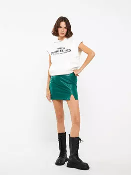 Женская юбка из гладкой кожи LCW Casual